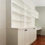 A custom made home office and bookcase for a customer in Mosman built-in a shaker-style.